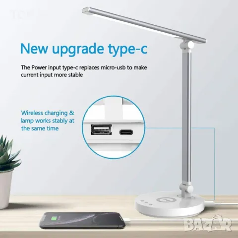 LED настолна лампа с безжично зарядно и грижа за очите MDHAND, снимка 11 - Настолни лампи - 48788151