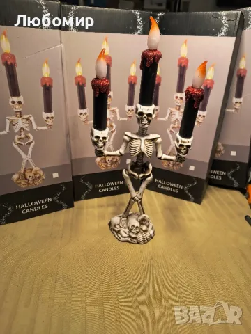 Свещи за свещници за Хелоуин, LED крушки Скелет Череп Свещник Безпламъчно работещ с батерии Мигащо

, снимка 9 - Други стоки за дома - 49460805