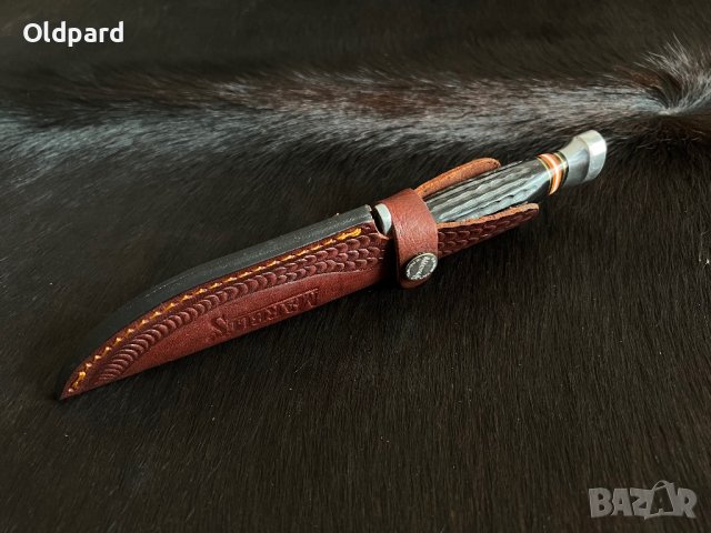 Среден ловен нож Marbles Horn Damascus MR460., снимка 6 - Ножове - 43779988