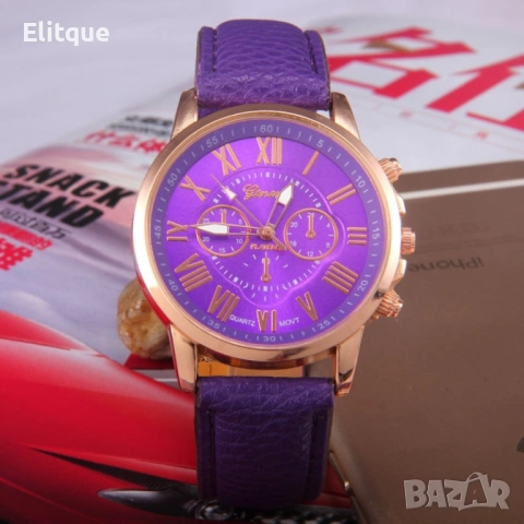 Дамски кварцов часовник с к. верижка, различни цветове Цвят на часовника: бял, лилав, син, черен, ро, снимка 13 - Дамски - 52819431