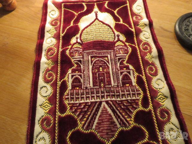 Старинно турско малко килимче, ковьор за стена с  турска джамия и полумесец, снимка 5 - Антикварни и старинни предмети - 39409929