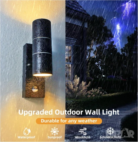 10W Външна стенна лампа Unikcst със сензор за движение IP44, снимка 4 - Външни лампи - 51149887