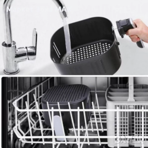 Фритюрник AirFryer Voltz, 1500W, 5л., Горещ въздух, Таймер, до 200°C, Черен - Гаранция 24 месеца , снимка 2 - Фритюрници - 52934403