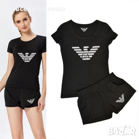 Giorgio Armani Дамски Черен Летен Комплект🔝Дамски Къс Спортен Екип Джорджо Армани Код LFS520