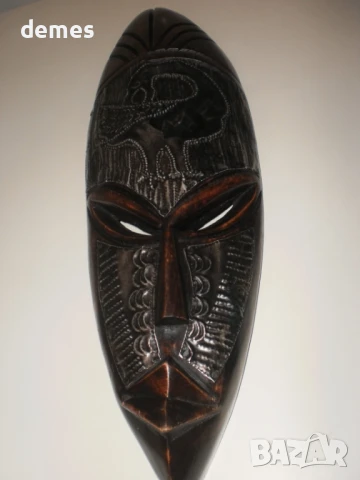 +Африканска маска от абанос и мед-7, голяма+
