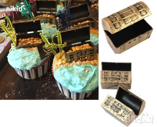 малък мини сандък съкровищница пластмасов за декор украса за пирати пиратско парти