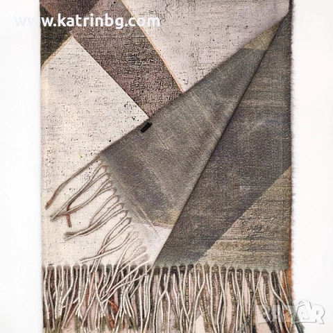 Комплект кашмирен шал на геометрични фигури и ръкавици в зелено-Елегантен Код на продукта:DAK-0022, снимка 3 - Подаръци за жени - 52201204