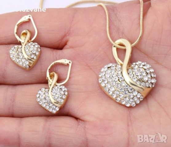 Комплект "Златни кристални сърца 💥", снимка 11 - Бижутерийни комплекти - 32803299