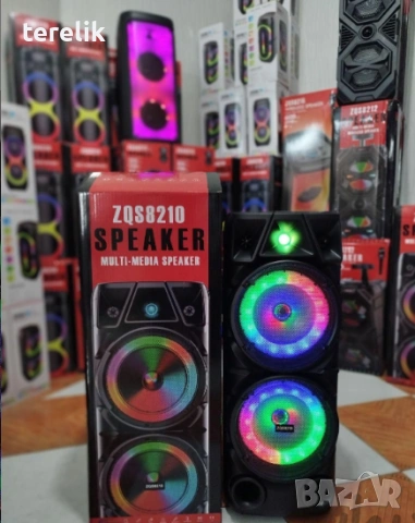 % Нова ZQS 8210 2х8 120W 6500mah 2 микрофона ПРЕНОСИМА КАРАОКЕ КОЛОНА От вносител 12 месеца гаранци, снимка 7 - Тонколони - 53165296