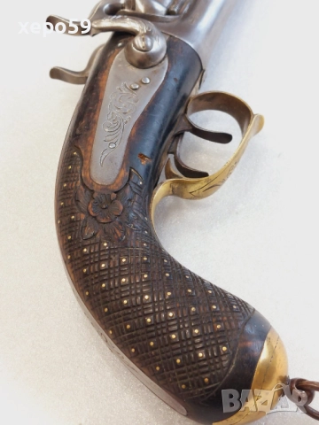 Рядък, в отлично състояние, двуцевен капсулен пищов-дамаскова стомана, снимка 7 - Антикварни и старинни предмети - 52292828