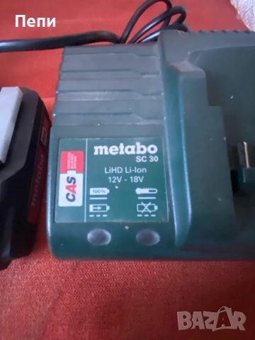 Комплект батерия и зарядно устройство METABO GAS 18V SC 30, снимка 3 - Други инструменти - 52990304