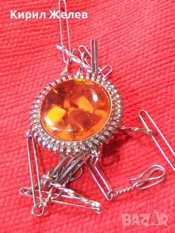 КРАСИВ АЖУРЕН ВИНТИДЖ АРТ СТИЛ КЕХЛИБАРЕН МЕДАЛЬОН КОЛИЕ от БЛАГОРОДНА СТОМАНА и КЕХЛИБАР 48638, снимка 11 - Колиета, медальони, синджири - 48480592