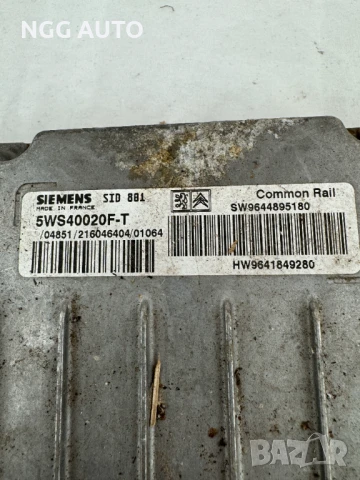 Компютър двигател / ECU Peugeot 307 2.0 HDi - Siemens SID 881, 5WS40020F-T, снимка 2 - Части - 51405908
