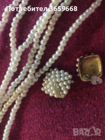 Колие и обици с перли, снимка 7 - Бижутерийни комплекти - 43829636