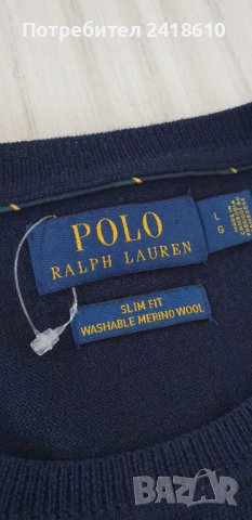 POLO Ralph Lauren Merino Wool Slim Fit  Mens Size L  ОРИГИНАЛ! Мъжки тънък Вълнен Пуловер!, снимка 12 - Пуловери - 43777351