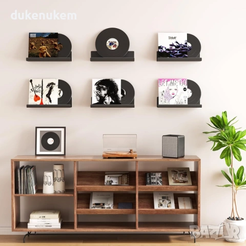 Комплект от 4 броя Плаващи стенни рафтове, черни, снимка 2 - Етажерки - 53229003