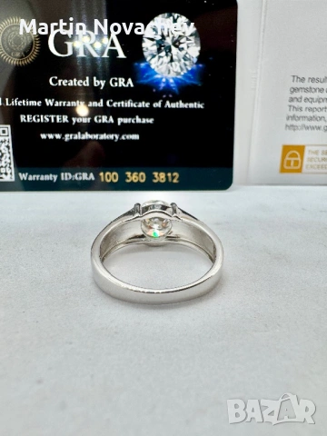 Сребърен пръстен с мойсанит (Диамант) 2 карата, снимка 11 - Пръстени - 53076774