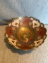 Месингова  емайлирана купа с паун , снимка 1