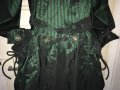 Френски нов бутиков шлифер тренч L Clara Couture зелен черно райе, снимка 3