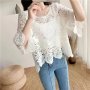 Елегантна дантелена блуза, Дантелен топ, Бяла блуза дантела, Бежова дантелена блуза, снимка 4