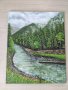 Маслена картина горски пейзаж Река в Рила , снимка 1 - Картини - 28797337