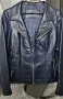 Дамско кожено яке тъмносиньо, снимка 1