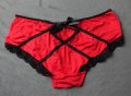 S червени микрофибърни бикини с черни сатенени ластици, снимка 2