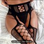 G2242 Дантелен чорапогащник с интимен отвор. Дълги чорапи с жартиера. Секси отворен чорапогащник, снимка 2