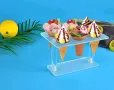 6 дупки правоъгълна прозрачна Пластмасова Акрилна стойка поставка стелаж фунийки сладолед сладоледи, снимка 2