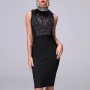  Официална бандажна черна рокля пера и камъни парти лукс Alessa Авин Cliche, снимка 1 - Рокли - 27658198