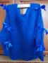 Блуза с панделки на ръкавите - Турско/ Кралско синьо - Нова., снимка 1 - Блузи с дълъг ръкав и пуловери - 43315434