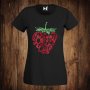 Дамска тениска с щампа брокат ягода BERRY CUTE, снимка 1 - Тениски - 26514616