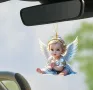 2D Акрилен топер Нежно дете бебе ангел фея висулка украса декор статуетка, снимка 4