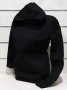 Нов дамски черен суичър с качулка и джобчета, снимка 8