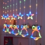 Коледни LED завеса 3.5 м х 1 м с камбанки и звездички, 220 диода, многоцветна светлина, снимка 1