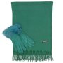 Кашмирен дамски шал и ръкавици в зелено-зимен комплект