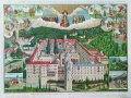 Хромлитография "Зографски манастир на Св. Гора", 1906 г., снимка 1 - Картини - 42933340