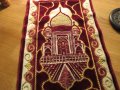 Старинно турско малко килимче, ковьор за стена с  турска джамия и полумесец, снимка 5