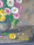 Деница Гарелова 40x30см/малка българска картина масло върху платно/натюрморт-цветя/ваза-хризантеми, снимка 4