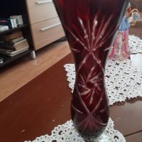  кристална  ваза -тъмно червена, снимка 4 - Вази - 37790884