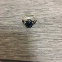 Мъжки сребърен пръстен нов тъмно син камък, снимка 5 - Пръстени - 39446261