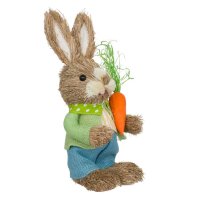 Великденска декоративна фигура Заек с морков 32см, снимка 1 - Декорация за дома - 44077965