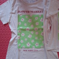 Тениски "Цветя" за мама и дъщеря! М,/134/140см., снимка 2 - Тениски - 40762815