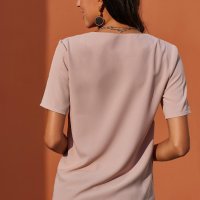 Дамска блуза в розово с къс ръкав и копчета, снимка 2 - Корсети, бюстиета, топове - 40828476