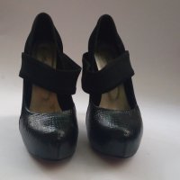 Черни обувки на висок ток 37 номер матови лачени, снимка 3 - Дамски елегантни обувки - 26626630