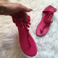 Нови розови сандали с перли, снимка 4 - Сандали - 11222526