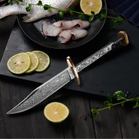 Висококачествено дамаско острие за монтиране на нож + гарда и накрайник. , снимка 7 - Ножове - 40194832