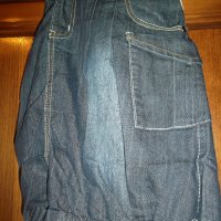 Разкроена дънкова пола с ластик в долната част- закопчаване с цип и копче ,два джоба в предната част, снимка 8 - Поли - 26693957