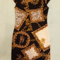 Рокля ЗЛАТЕН ЛЕОПАРД , кралски цветове- златно, черно , шампанско и леопардово, елегантна , удобна, снимка 1 - Рокли - 37510235