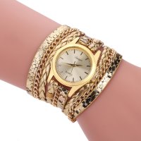 😍 Дамски ръчен часовник тип гривна с верижки за увиване около китката, снимка 1 - Гривни - 43049563
